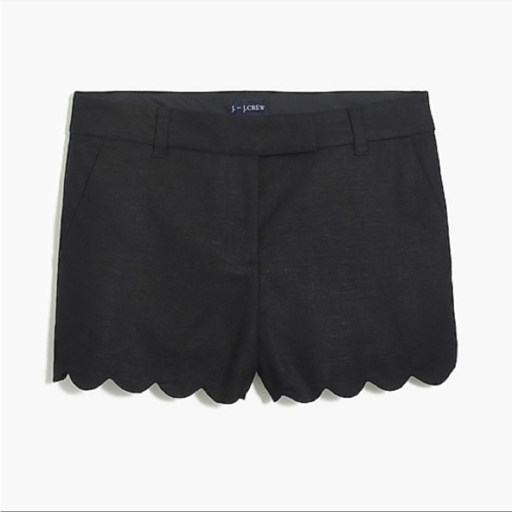 J Crew Black Linen Scalloped Shorts - Size 6